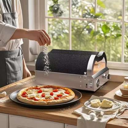 12 In. Propane Pizza Oven, Outdoor Pizza Oven in Black with Rotating Pizza Stone, Glove and Pizza Cutter