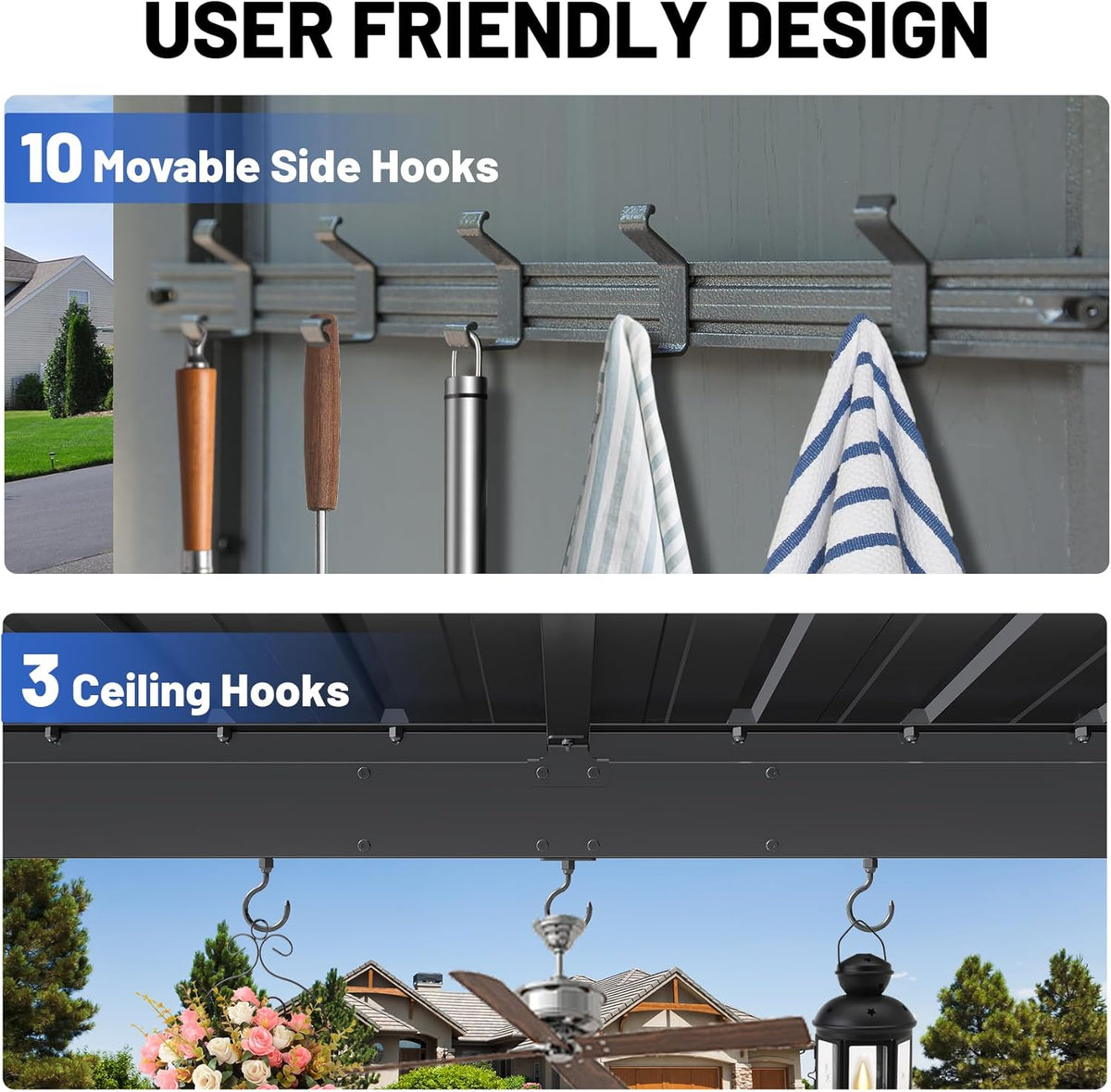 9' x 10' Hardtop Grill Gazebo with Storage Shelves