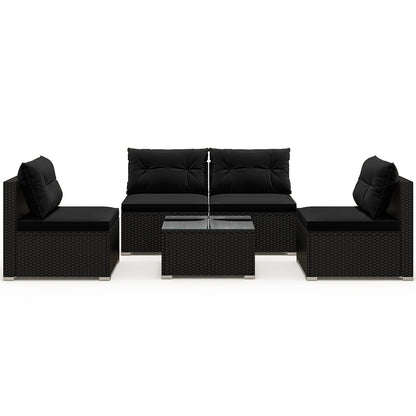 5-Piece Outdoor Patio Furniture Set with Cushions and Coffee Table