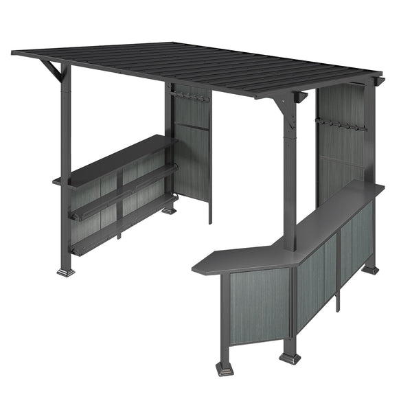 9' x 10' Hardtop Grill Gazebo with Storage Shelves
