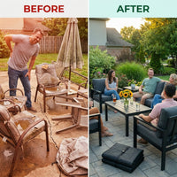 Aluminum Patio Furniture Set, 7 Piece Metal Outdoor Set, Patio Furniture Set with Waterproof Covers for Backyard Garden（Grey） — Before & After
