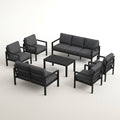 Aluminum Patio Furniture Set Built to Last Outdoors, 7 Piece Metal, Waterproof Covers, 5-Inch Cushions