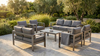 Aluminum Patio Furniture Set, 7 Piece Metal Outdoor Set, Patio Furniture Set with Waterproof Covers for Backyard Garden（Grey） — Lifestyle