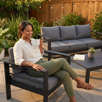 Aluminum Patio Furniture Set, 7 Piece Metal Outdoor Set, Patio Furniture Set with Waterproof Covers for Backyard Garden（Grey） — Lifestyle