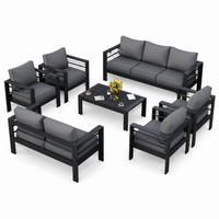 Aluminum Patio Furniture Set Built to Last Outdoors, 7 Piece Metal, Waterproof Covers, 5-Inch Cushions