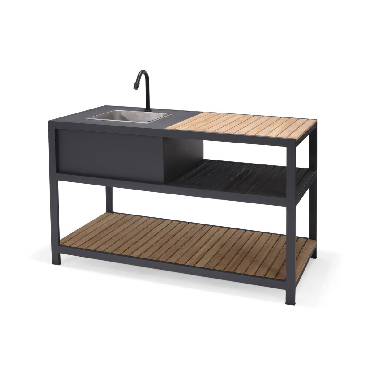 Teak & Aluminum Outdoor Kitchen with Sink