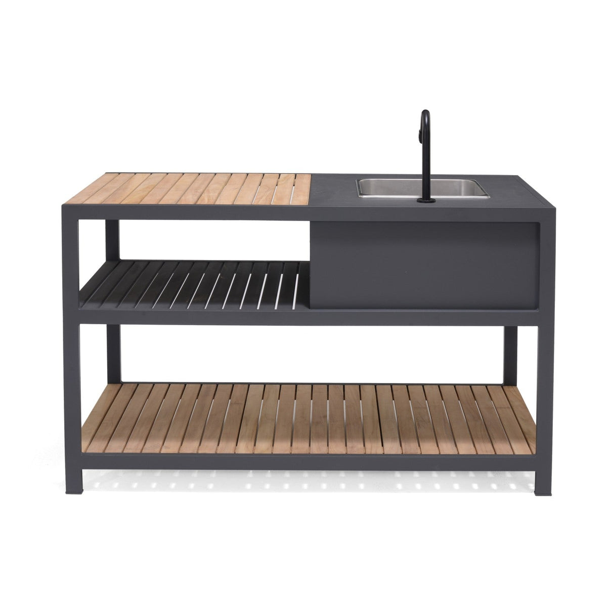 Teak & Aluminum Outdoor Kitchen with Sink