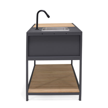 Teak & Aluminum Outdoor Kitchen with Sink