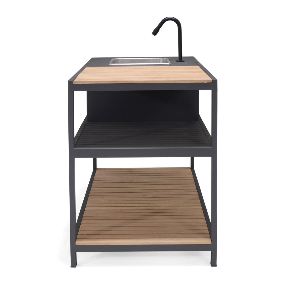 Teak & Aluminum Outdoor Kitchen with Sink