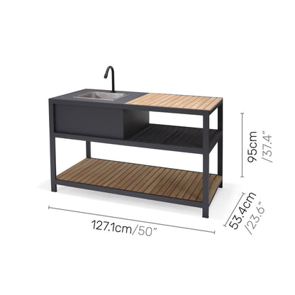 Teak & Aluminum Outdoor Kitchen with Sink