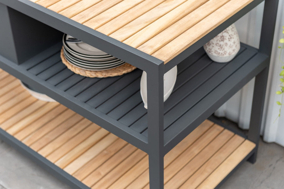 Teak & Aluminum Outdoor Kitchen with Sink