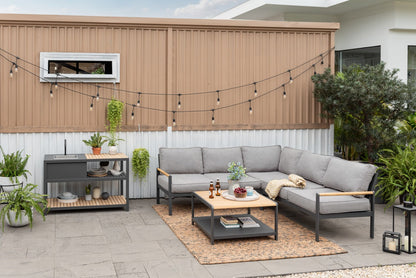 Teak & Aluminum Outdoor Kitchen with Sink