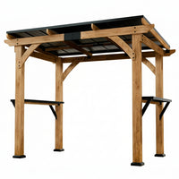 Grill Gazebo Built for Outdoor Cooking, Cedar Wood Construction, Steel Roof, USB Charging Station