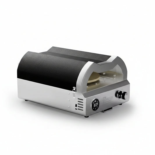 12 In. Propane Pizza Oven, Outdoor Pizza Oven in Black with Rotating Pizza Stone, Glove and Pizza Cutter