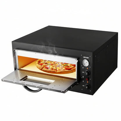 Pizza Oven Electric, 24" Commercial Countertop Pizza Oven, 842°F Max Temp, 4200W Indoor Pizza Maker with Thermometer, Dual Temp Control Knob, Even Heat Pizza Cooker for Restaurant and Home Use
